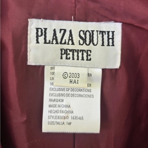 VTG Plaza South 2Piece Skirt Suit 14P Red Embroidery Long Sleeve Button Up - Picture 9 of 13